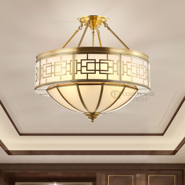 新中式全铜吸顶灯8830卧室圆形过道玄关