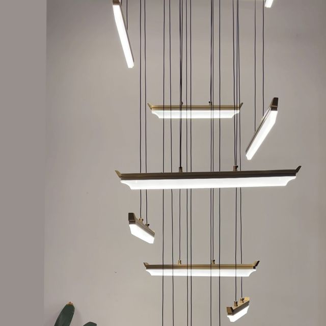 新中式全铜吊灯9225楼梯灯别墅复式高层