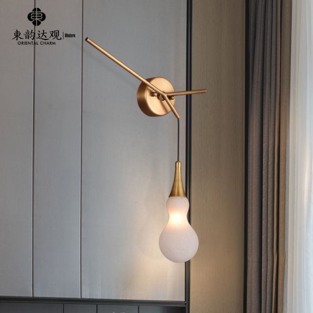 现代中式全铜壁灯9278新中式葫芦云石背