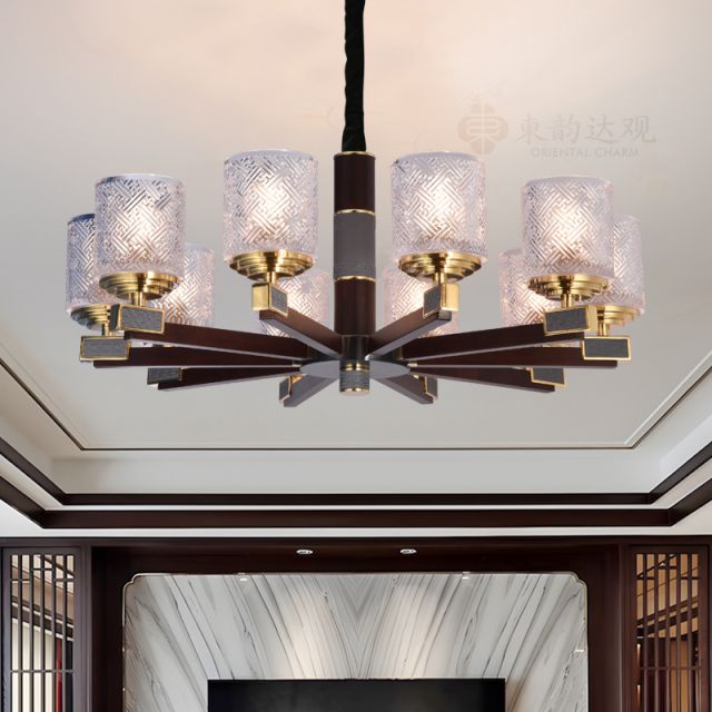 新中式全铜加木9526大气客厅餐厅现代轻