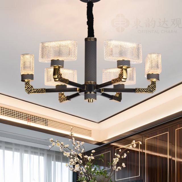 新中式全铜吊灯9537大气客厅餐厅别墅复