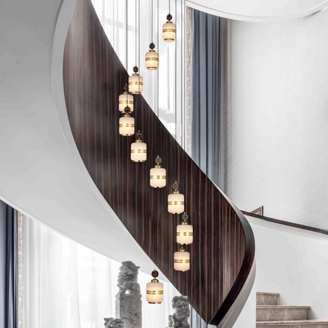 新中式全铜玉石灯9706别墅复式自建房楼