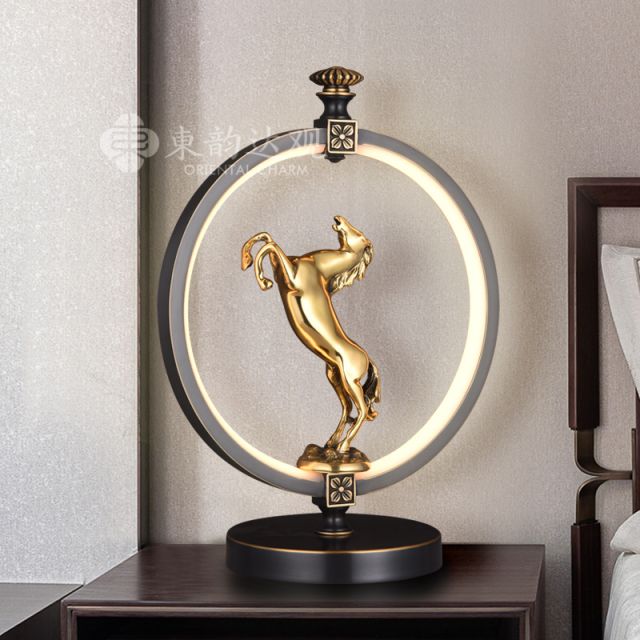 现代中式简约台灯9520新中式马到成功卧室床头边框灯